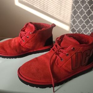 Men UGG Red Suede Boots Size 10